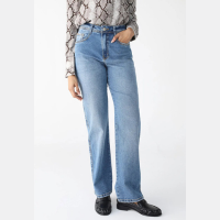 Calça Jeans Lez a Lez Reta Pesponto Azul