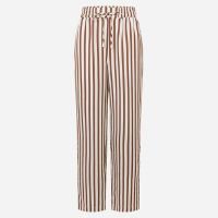 Calça Fluída Anarruga Listrada com Cós Elástico Marrom