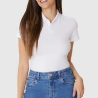 Blusa Polo Básica Feminina Com Peitilho Em Piquet Stretch