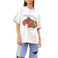 Camiseta Feminina Oversized T-shirt Camisa Over Morango Strawberry Camisetã