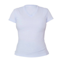 Camiseta Gola V 100% Poliéster Anti Pilling Branca Feminina (Babylook)