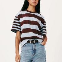 camiseta feminina stripe com bordado - azul