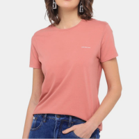 Camiseta Calvin Klein Micrologo Feminina - Rosa Escuro