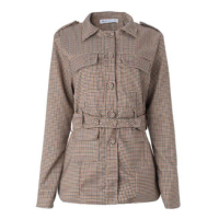 Casaco Blazer Cambridge Alfaiataria Com Cinto Xadrez Conigli Caramelo - Mar