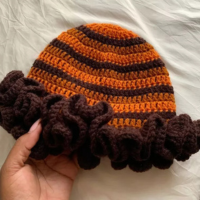 Ruffle Hat Bucket Chapéu de crochê babado