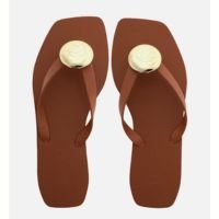 Chinelo de Dedo Marrom Square Tiras Largas