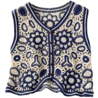 Colete De Malha De Crochê Feminino, Colete Floral, Casaco De