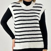 Colete Hering Tricot Listrado sem Capuz Feminino
