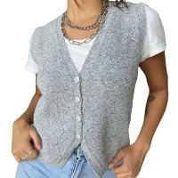 Colete de tricô com botões moda outono/inverno