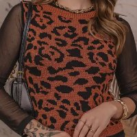 Colete justo tricot modal animal print