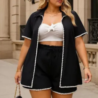 Conjunto Refinado 3 Peças Cropped Short + Cardigan Plus