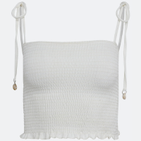 Blusa Regata Cropped em Viscose com Lastex Branco