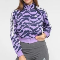 Jaqueta Cropped Adidas Top Tiro Feminina - Roxo+Azul