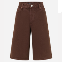 Bermuda Jorts em Sarja com Passantes no Cós Marrom