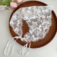 Lenço De Renda Branca Cabelo Triangular Floral