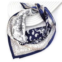 Lenço 50cmx50cm Feminino Estampado Acetinado Cabelo Bolsa Pescoço Padrão de