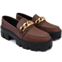 Sapato Feminino Oxford Tratorada Gommix Cafe Dourada - Café