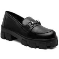 Mocassim Feminino Oxford Tratorada Gommix Preto Fivela - Preto