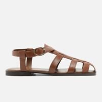 Sandália Rasteira Marrom Couro Fisherman