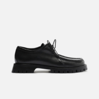 Mocassim Preto Couro Tratorado Amarração Siena