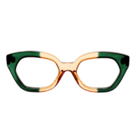 Óculos de Grau Gustavo Eyewear G70 4 em verde e âmbar. Hastes verdes.