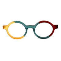 Óculos de Grau Gustavo Eyewear G163 1 em amarelo, verde e vermelho. Hastes