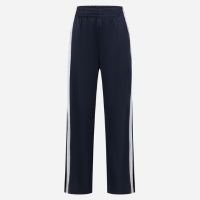 Calça Reta Esportiva em Helanca com Listras e Fenda Lateral Azul