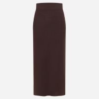 Saia Boho Reta Midi em Tricô com Fenda na Barra Marrom