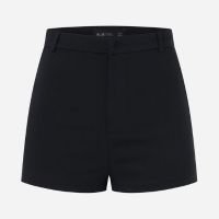 Short Curto em Bengaline com Passantes no Cós Preto