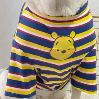 Camiseta listrada para cachorro grande, roupas de manga curta, respirável,