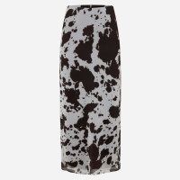 Saia Reta Longa em Tule com Estampa Animal Print Vaca Bicolor