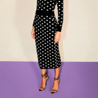 Saia Midi em Tricot Mareh Poá Preta