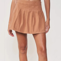 Saia Mini De Sarja Marrom