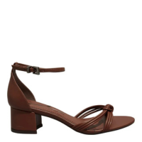 Sandália Napa Soft Marrom Salto Bloco Baixo