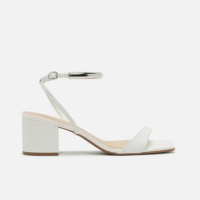Sandália Branca Salto Médio Bloco