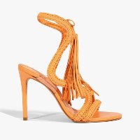 Sandália Salto Alto Lace Couro Laranja