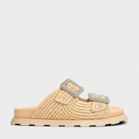 Flat Papete Maxi Fivela Rafia Bege Riviera