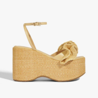 Sandália Anabela Plataforma Ráfia Natural