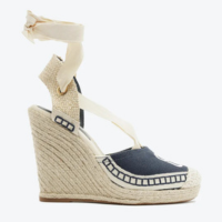 Sandália Plataforma Ráfia Azul