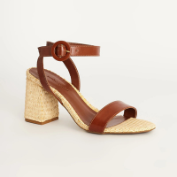 Sandália Alta Salto Rafia - MARROM/NATURAL