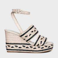 Sandália Anabela Rafia Mixture Off White Lait