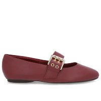 Sapatilha Vermelha Couro Tira Fivela