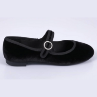 Adele - Sapatilha Feminina Bico Redondo Veludo Preta