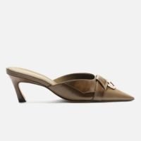 Mule Verde Couro Bico Fino Salto Baixo