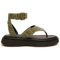Sandália Flatform Couro forrada Feminina Alicia Salvia 201 - Verde