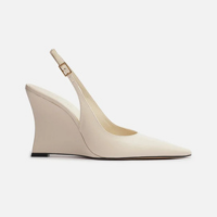 Scarpin Branco Couro Salto Anabela Slingback
