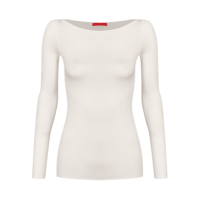 Blusa Manga Longa Decote Canoa Segunda Pele Em Viscose Levíssima Off White