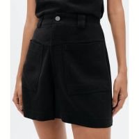 shorts feminino cintura média em viscolinho - preto