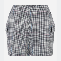 Short Alfaiataria Xadrez com Bolsos Cargo Cinza