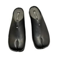 Sapatos Femininos De Couro Tabi Ninja Flats Split Toe Mocassins Casuais De